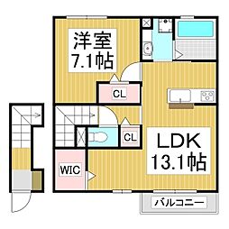 Electra 2階1LDKの間取り