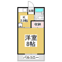 ロイヤル21 5階1Kの間取り
