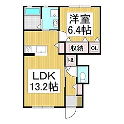 グリーンパストラル神子柴Ａ 1階1LDKの間取り