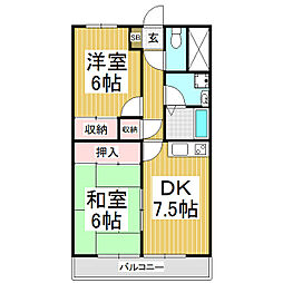 カクヘイマンション　パート1 1階2DKの間取り