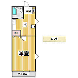 羽広青山ハイツ 1階1Kの間取り