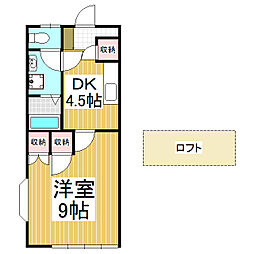 メゾン ザ フォーク 1階1DKの間取り
