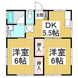 ハウス10 2DKの間取り