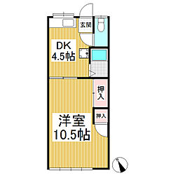 宮沢アパート（駒ヶ根） 1階1DKの間取り