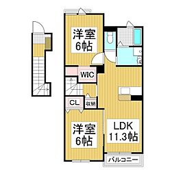 パルフェ 2階2LDKの間取り