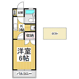 境青山ハイツ 1Kの間取図画像