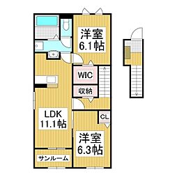 カーサ ラルゴ 2LDKの間取図画像