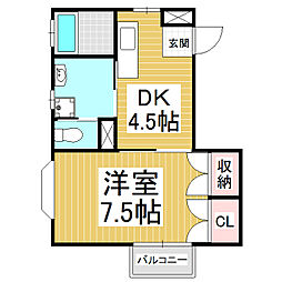 ロード松島2 1DKの間取図画像