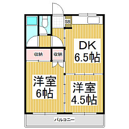 アパート 2DKの間取図画像