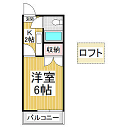 メイプルハウス 1Kの間取図画像