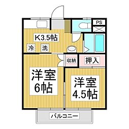 春日ハイツ 2Kの間取図画像