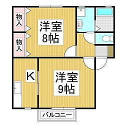 ボーンルリ 2Kの間取図画像