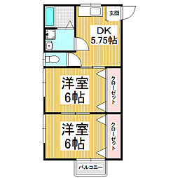 宮の森ハイツ 2DKの間取図画像