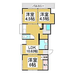 コマミエール 3LDKの間取図画像