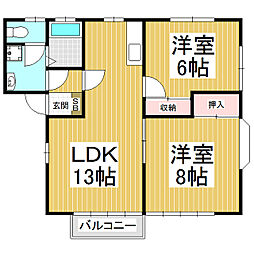 ハイツ御園 2LDKの間取図画像