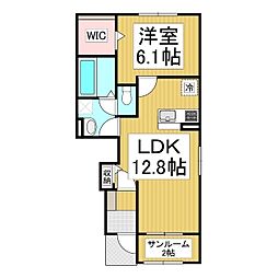 伊那市美篶アパート 1LDKの間取図画像