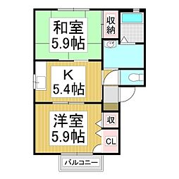 フォーレスマロニエB 2Kの間取図画像