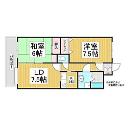 オリンパスNPライトコート伊那 2LDKの間取図画像