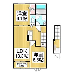 Le Lien II 2LDKの間取図画像