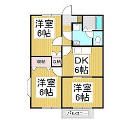 コーポアイE 3DKの間取図画像