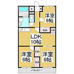 パークヒルズ松川 3LDKの間取図画像