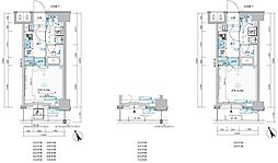 メインステージ川口WEST 7階1Kの間取り