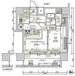 メインステージ両国II 5階1LDKの間取り