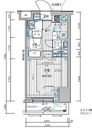 メインステージ新御徒町 3階1Kの間取り