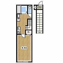 Olive　Terrace西亀有 2階1Kの間取り