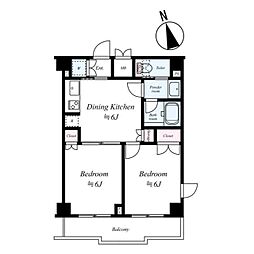 ルーブル鷺宮六番館 6階2DKの間取り