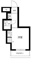 スカイコート両国 6階ワンルームの間取り