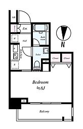 AXAS東京EAST 2階1Kの間取り