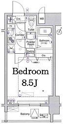 エルフラット田町 2階1Kの間取り