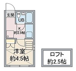 プレステージ上落合 1階1Kの間取り