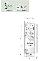 ランドステージ日暮里 3階1Kの間取り