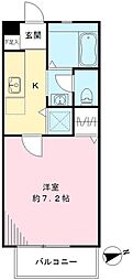 エーデルハイム永福 2階1Kの間取り