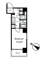 菱和パレス早稲田参番館 5階1Kの間取り