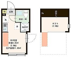 Villetta I 亀戸 1階ワンルームの間取り