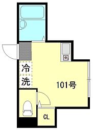 ネオス葛西 1階ワンルームの間取り