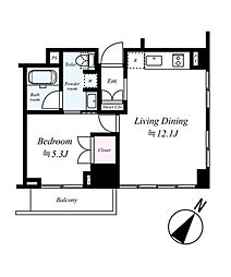 レヴィーガときわ台crob 1LDKの間取図画像