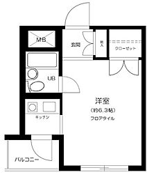 カームハウス大橋 1Kの間取図画像