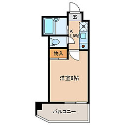 サン・フローラ 1Kの間取図画像