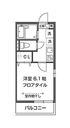 エコーハイツ登坂 1Kの間取図画像