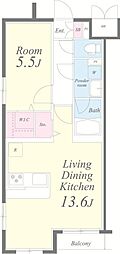 ピエールマルミット2 1LDKの間取図画像