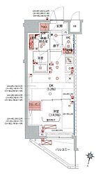 ハーモニーレジデンス新宿早稲田ザ・ガーデン 1DKの間取図画像