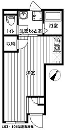イクシオ下丸子 ワンルームの間取図画像