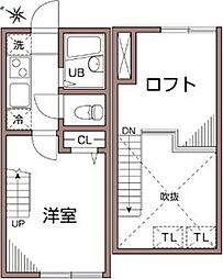グランエッグス 1Kの間取図画像