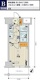 スカイコート新小岩 1Kの間取図画像