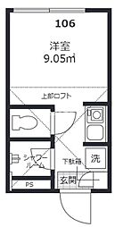 SunnySky赤塚 ワンルームの間取図画像