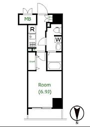 エクアス錦糸町 1Kの間取図画像